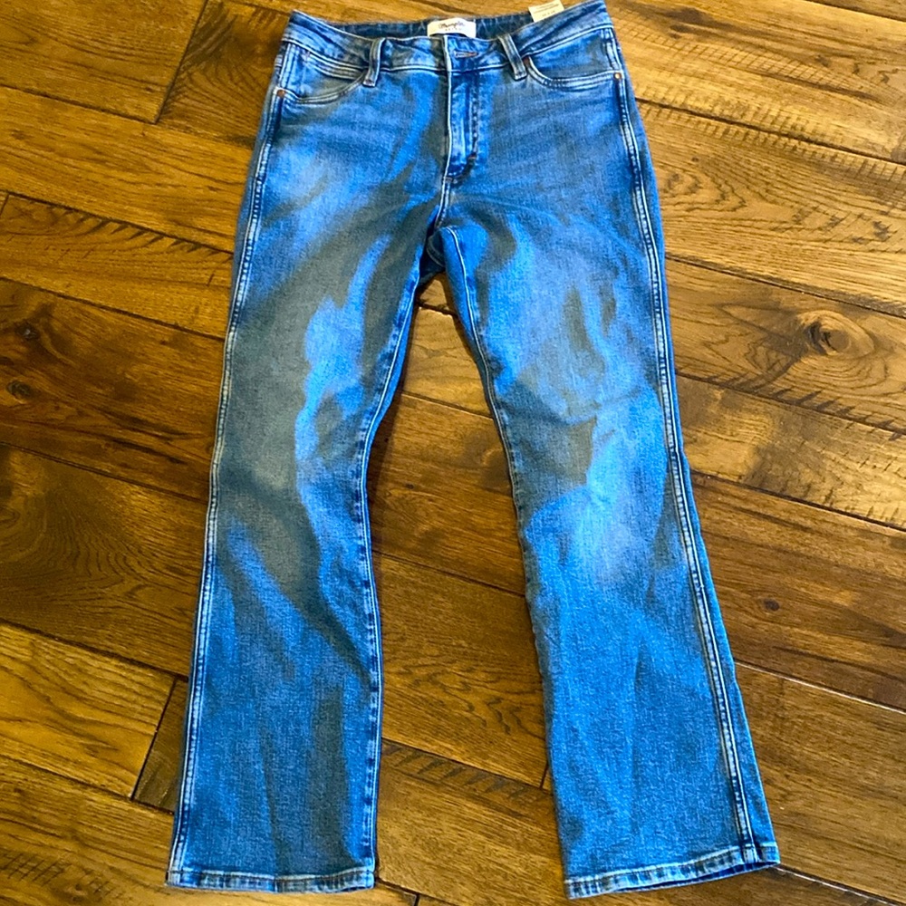 Blue high rise boot cute jeans